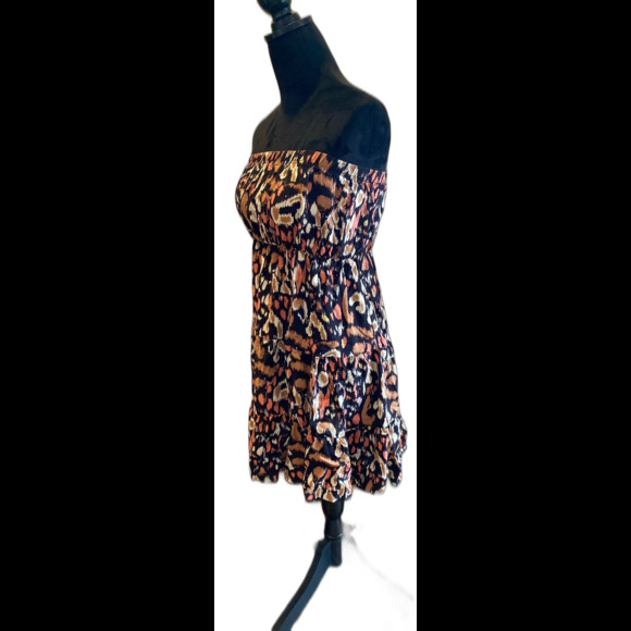 Wet Seal Dress Sz Medium Animal ? Cheetah Print Strapless Tiered Ruffle Skirt - Picture 3 of 9